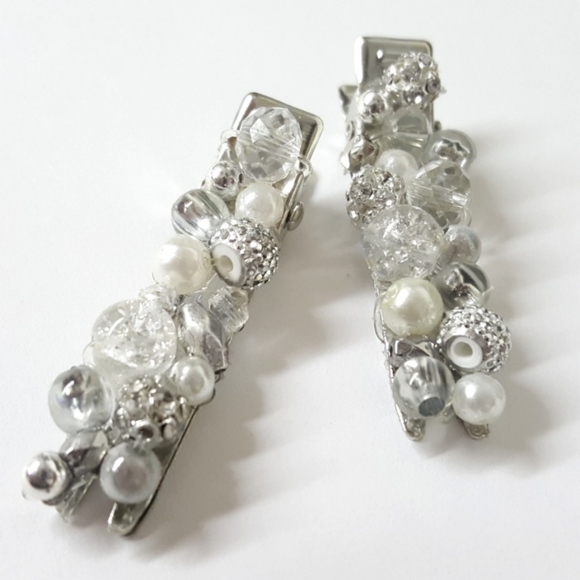 Mini Pearl & Crystal Hair Clips - Picture 4 of 5
